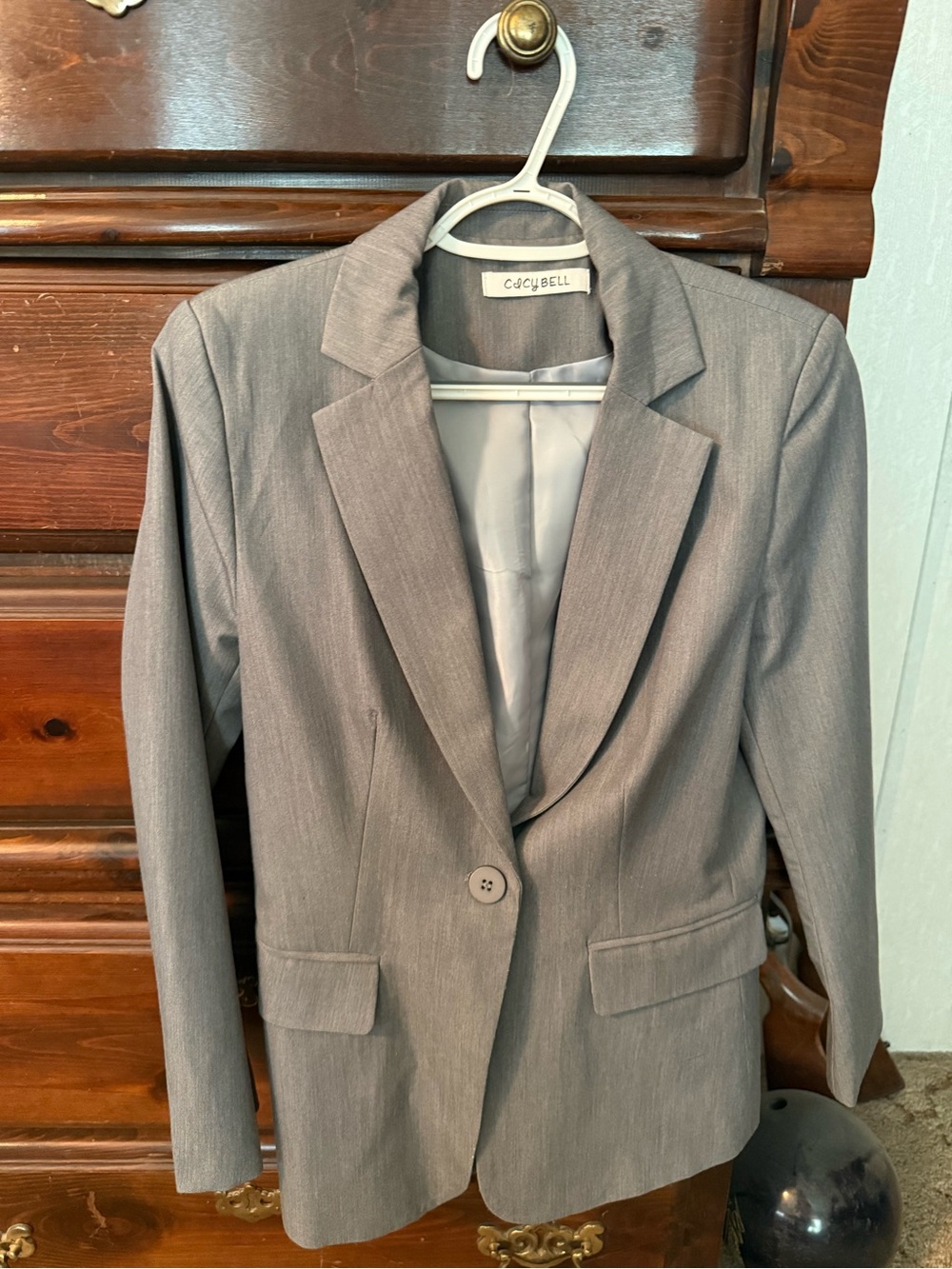 Cacybell Women's Gray Single-Button Blazer